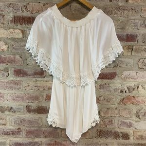 Show me your mumu white off shoulder romper small